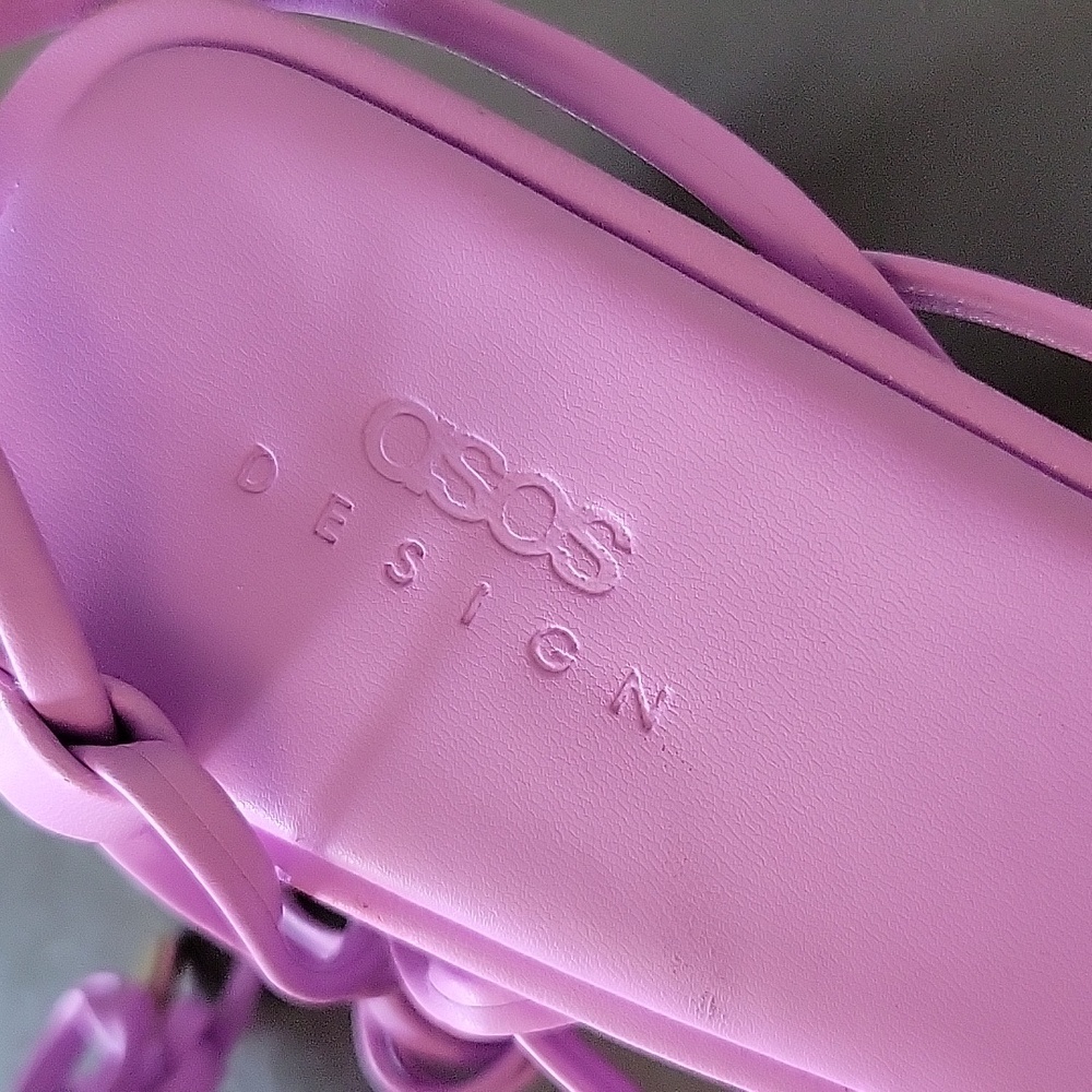 NEW Asos Design Hoola Strappy Lace Up Tie Leg Mid Heeled Sandals Lilac Dainty 8 - Picture 7 of 13